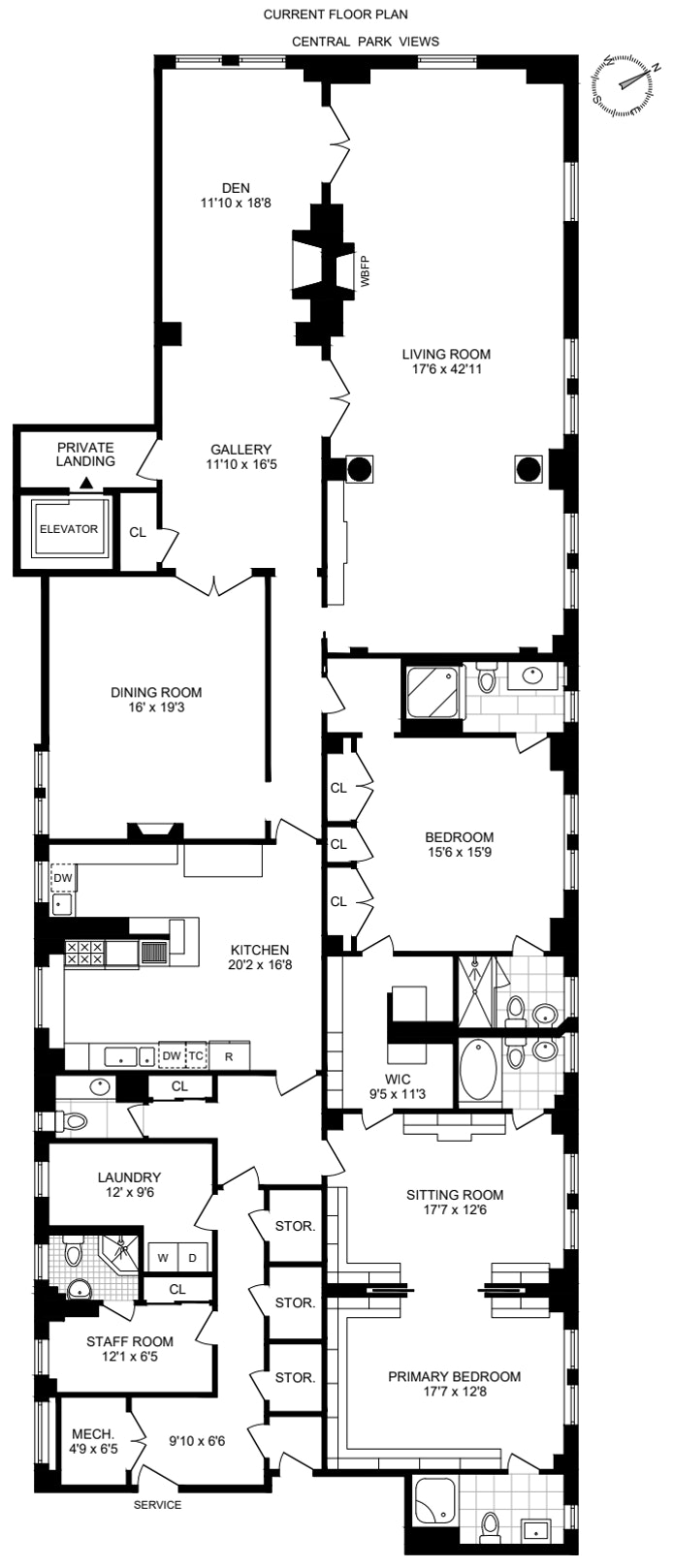 Floorplan for 1035 Fifth Avenue, 4C