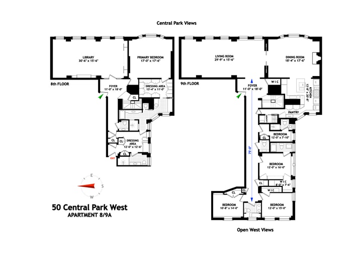 Floorplan for 50 Central Park W, 8A/9A