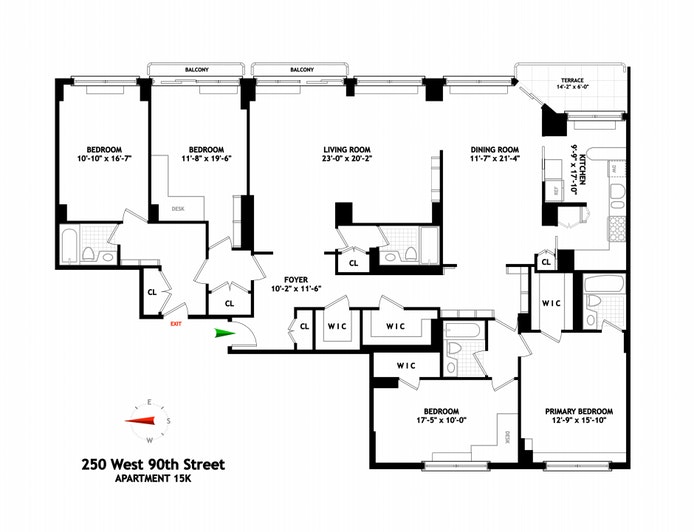 Floorplan for 250 West 90th Street, 15K