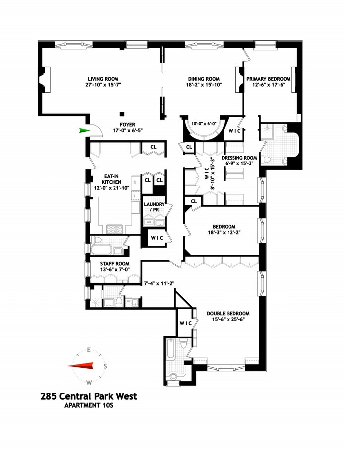 Floorplan for 285 Central Park West, 10S