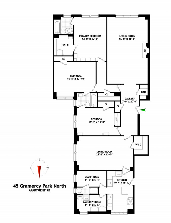 Floorplan for 45 Gramercy Park N, 7B