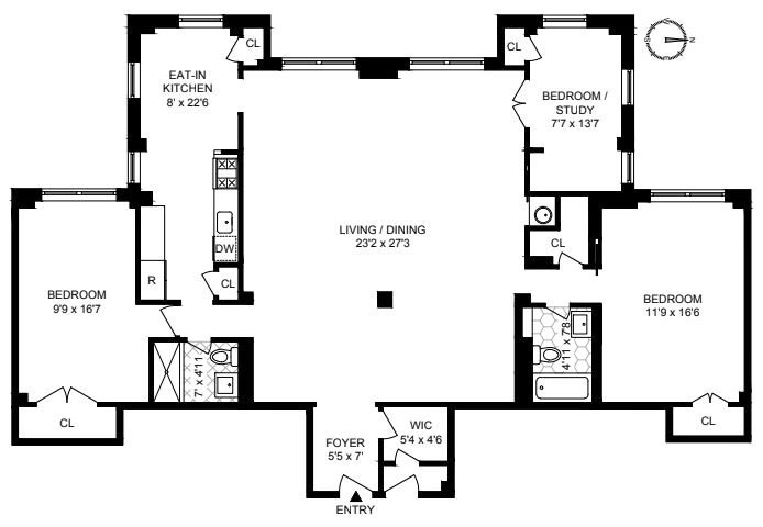 Floorplan for 135 Willow Street, 506/507