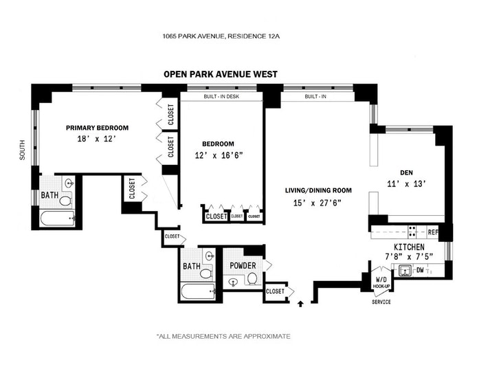 Floorplan for 1065 Park Avenue, 12A