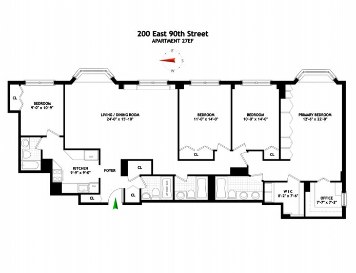 Floorplan for 200 East 90th Street, 27EF