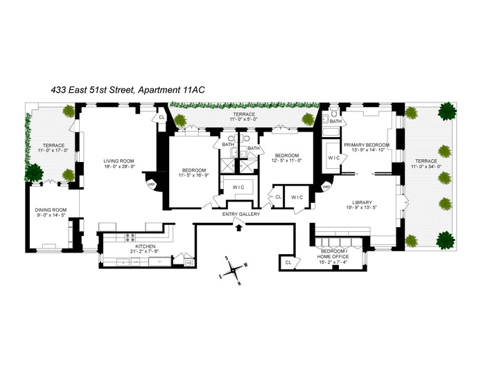 Floorplan for 433 East 51st Street, 11AC