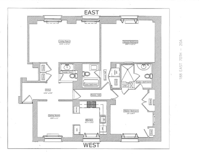 Floorplan for 188 East 70th Street, 20A
