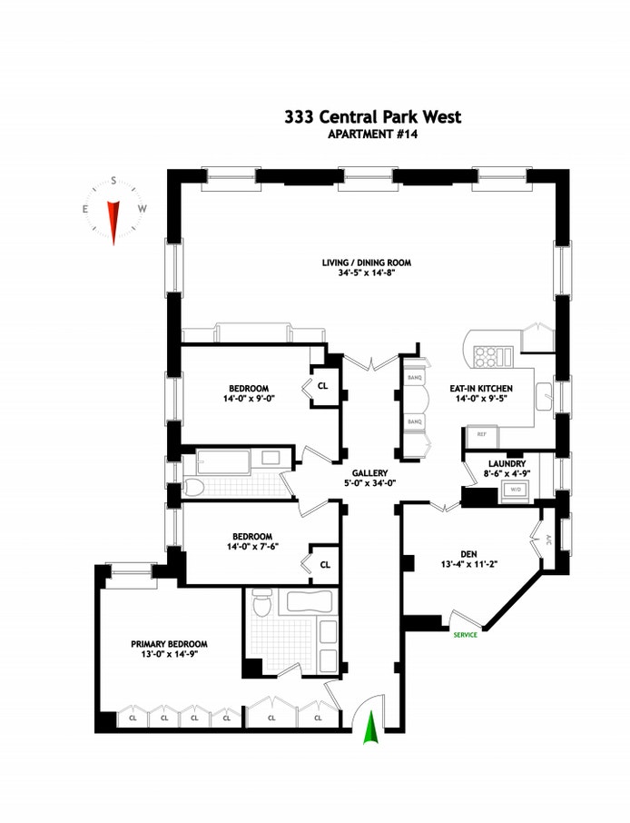 Floorplan for 333 Central Park West, 14