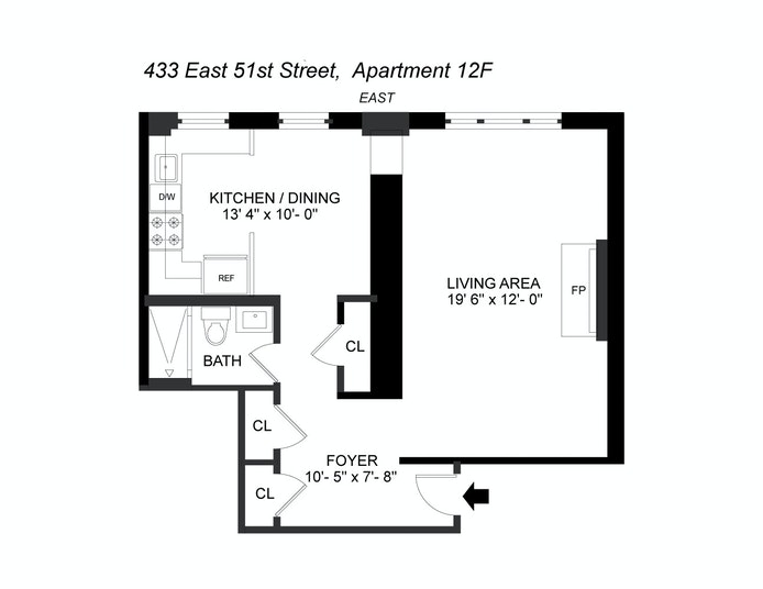 Floorplan for 433 East 51st Street, 12F
