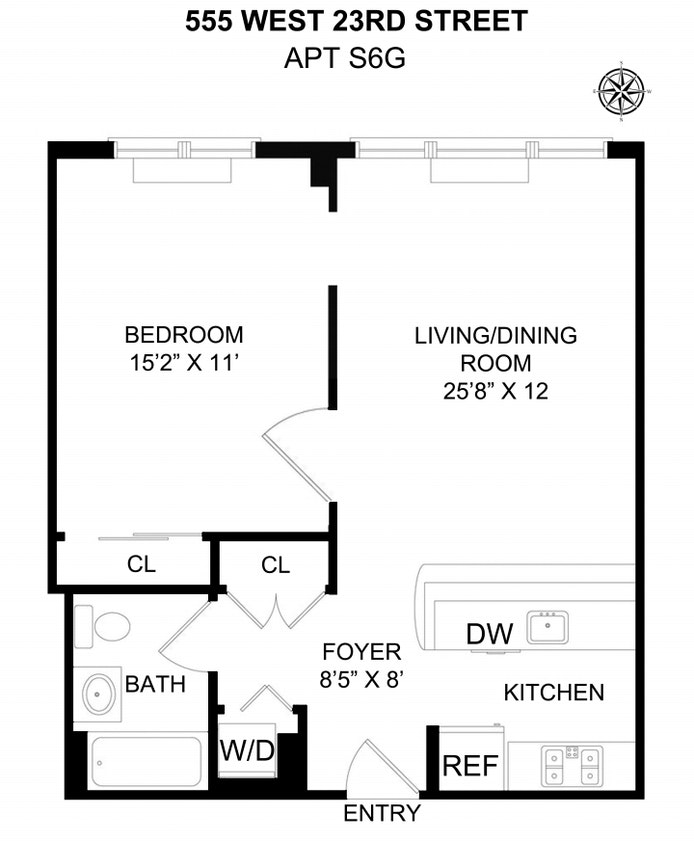 Floorplan for 555 West 23rd Street, S6G