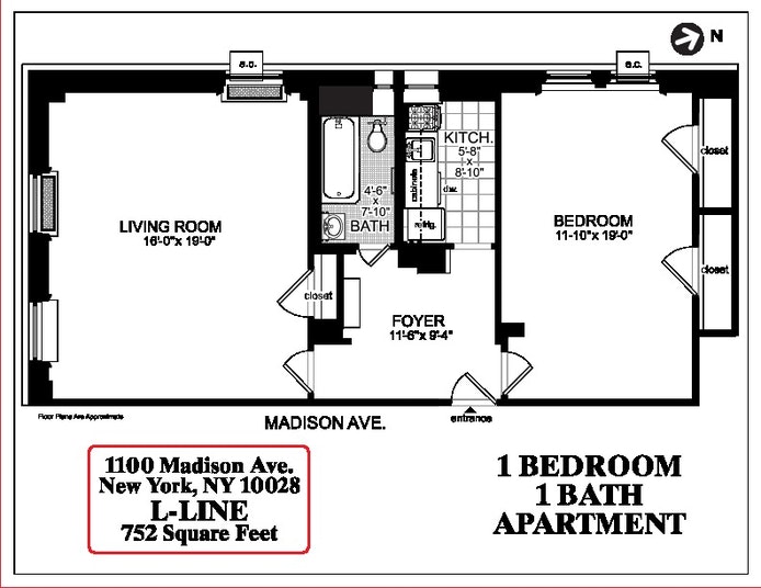 Floorplan for 1100 Madison Avenue, 4L