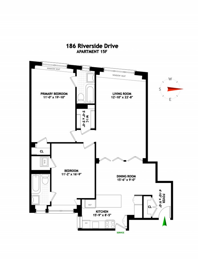 Floorplan for 186 Riverside Drive, 15F