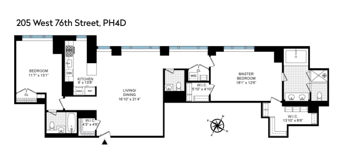 Floorplan for 205 West 76th Street, PH4D