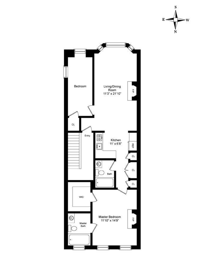 Floorplan for 107 West 123rd Street, 3