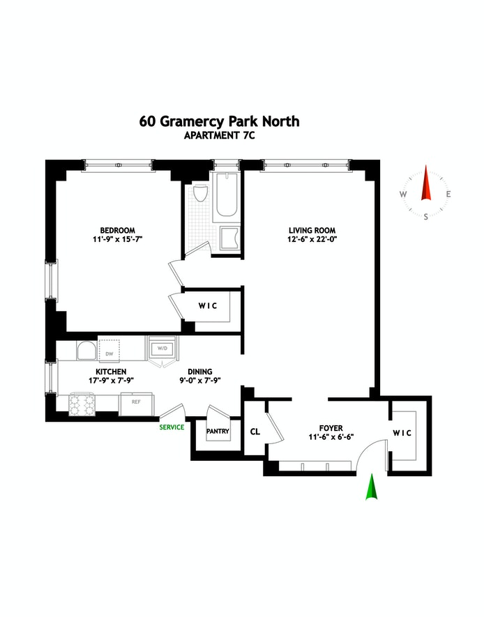 Floorplan for 60 Gramercy Park, 7C