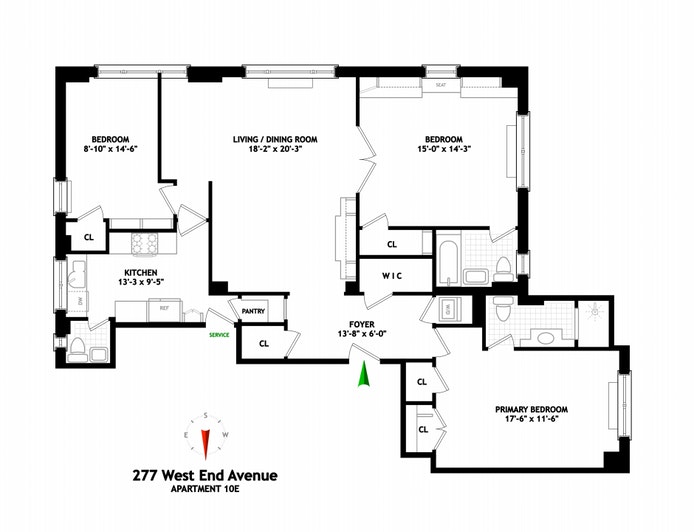Floorplan for 277 West End Avenue, 10E