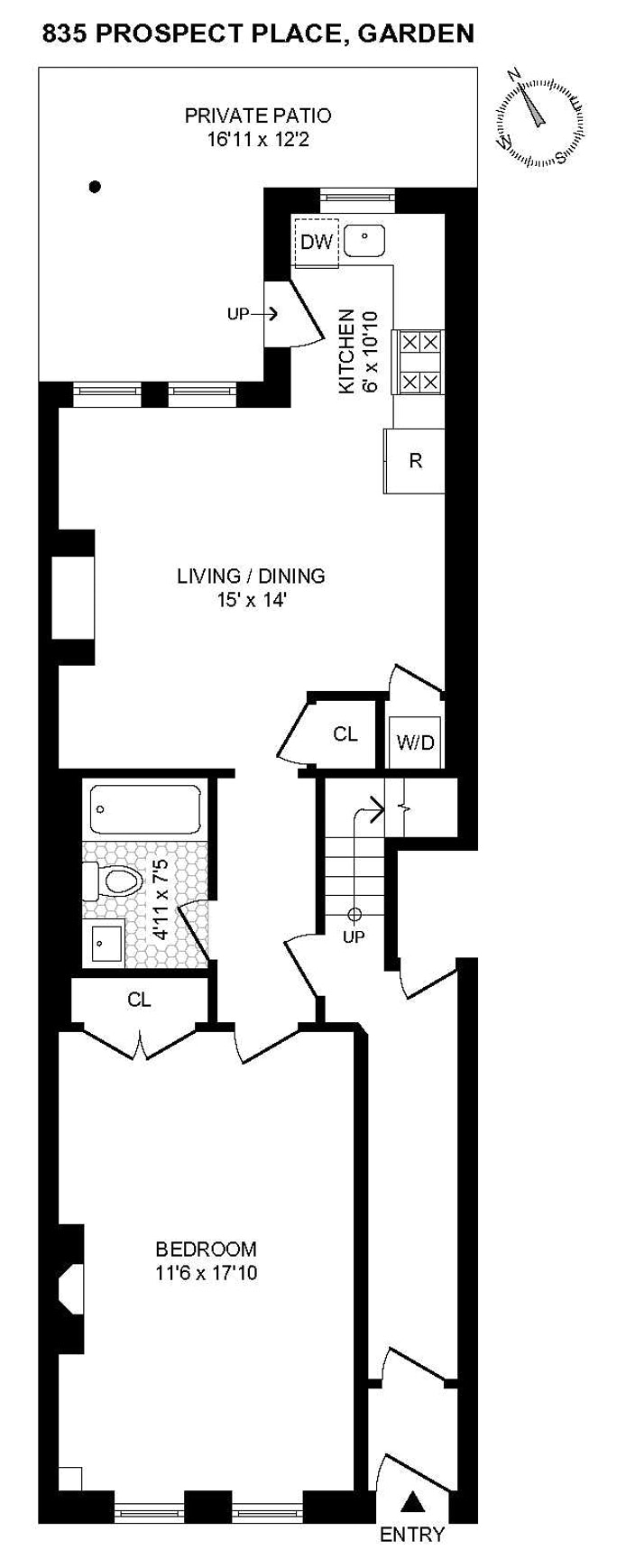 Floorplan for 835 Prospect Place, GARDEN