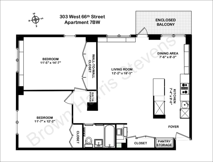 Floorplan for 303 West 66th Street, 7BW