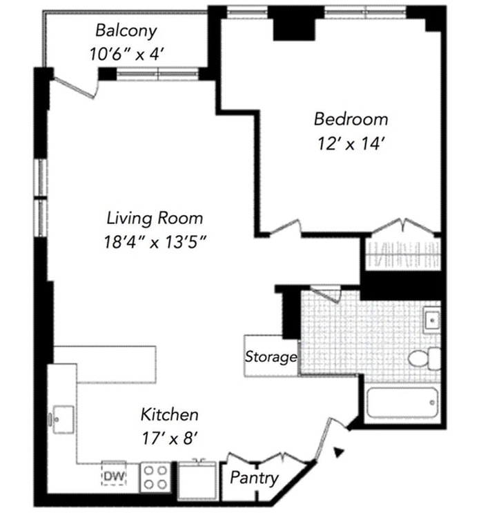 Floorplan for 222 West 14th Street, 8F