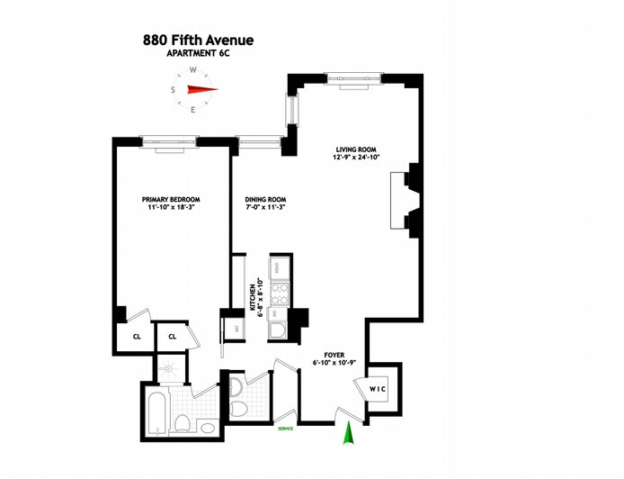 Floorplan for 880 Fifth Avenue, 6C