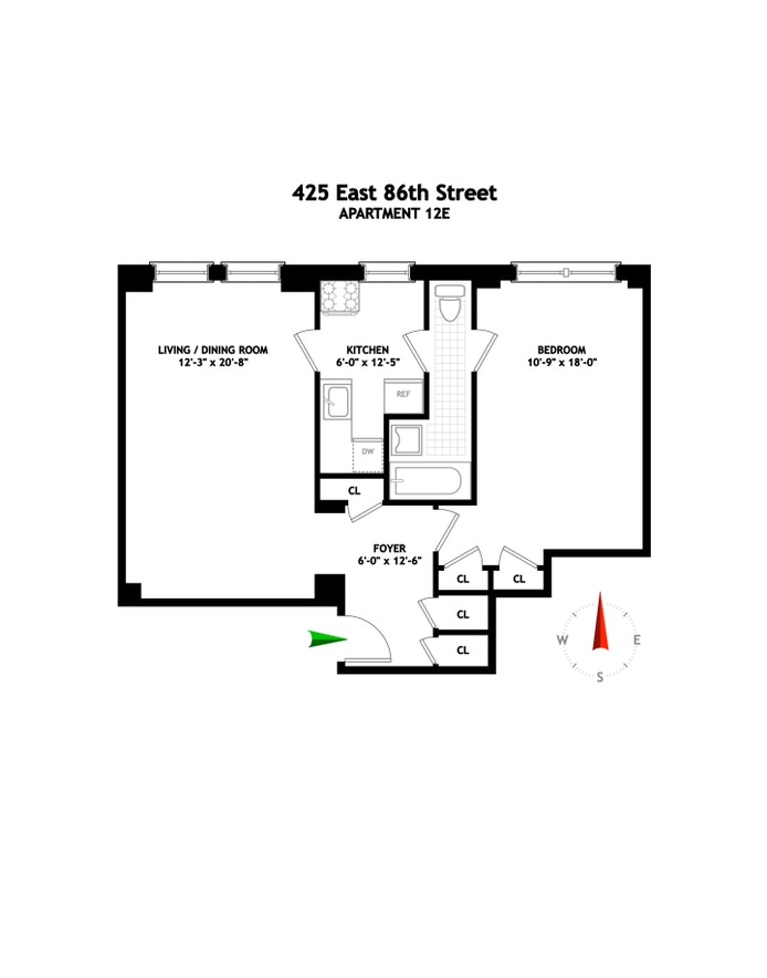Floorplan for 425 East 86th Street, 12E