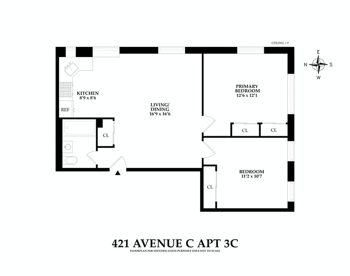 Floorplan for 421 Avenue C, 3C