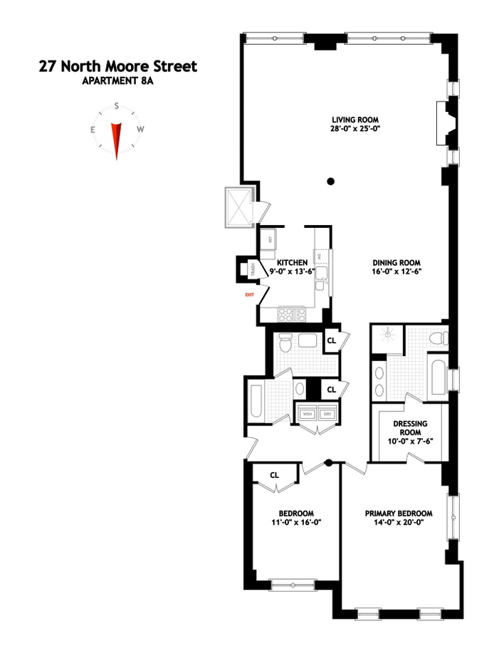 Floorplan for 27 North Moore Street, 8A