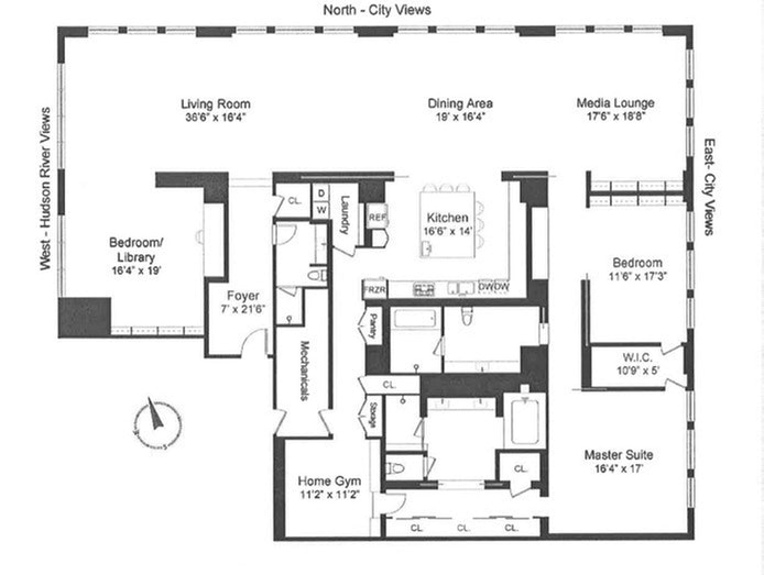 Floorplan for 145 Hudson Street, 14B