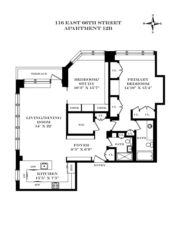 Floorplan for 116 East 66th Street, 12B