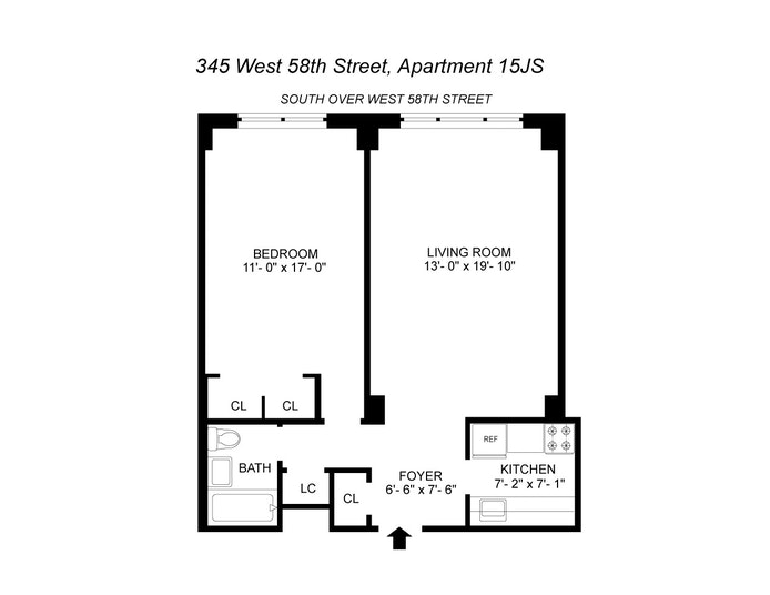 Floorplan for 345 West 58th Street, 15JS
