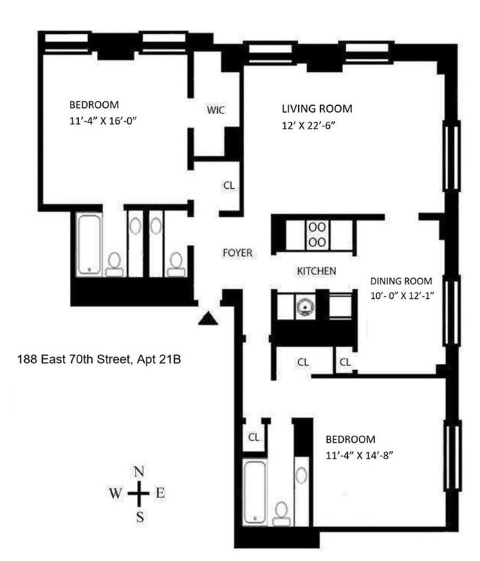 Floorplan for 188 East 70th Street, 21B