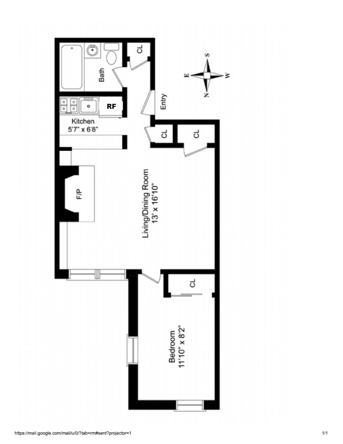 Floorplan for 61 West 89th Street, 2B