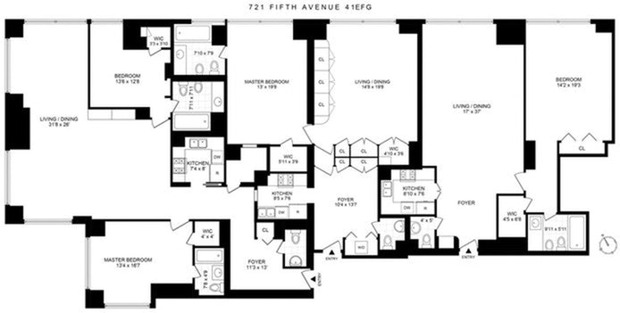 Floorplan for 721 Fifth Avenue, 41E/F/G