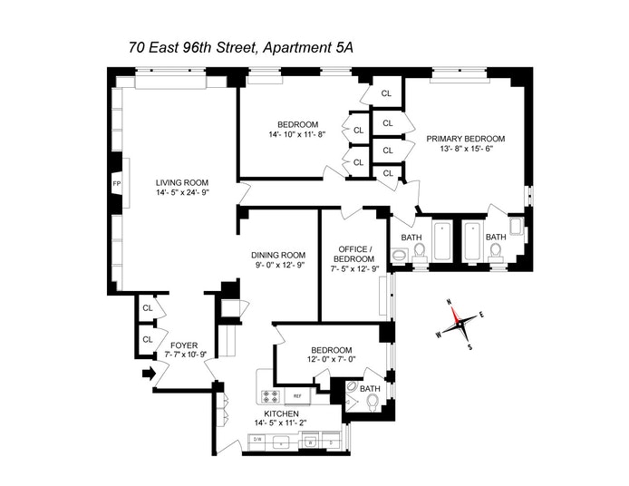Floorplan for 70 East 96th Street, 5A