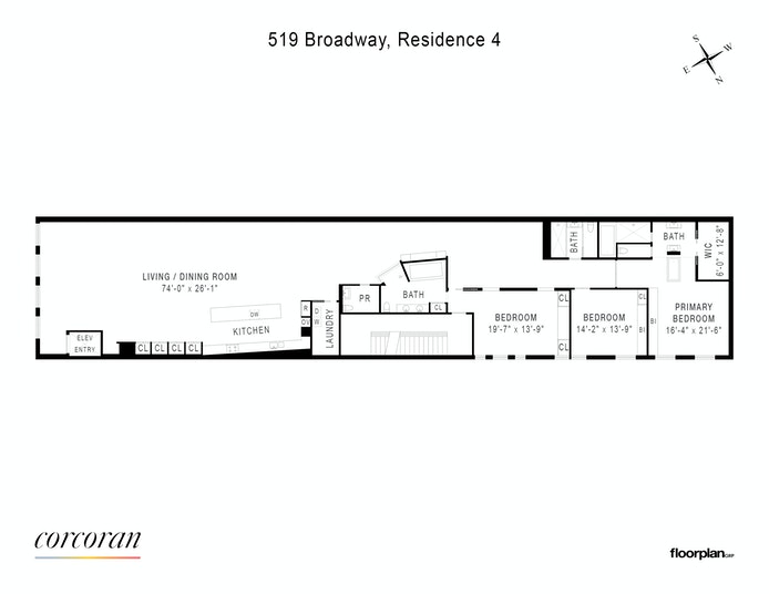 Floorplan for 519 Broadway, 4C