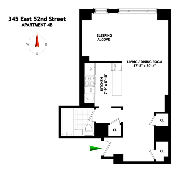 Floorplan for 345 East 52nd Street, 4B
