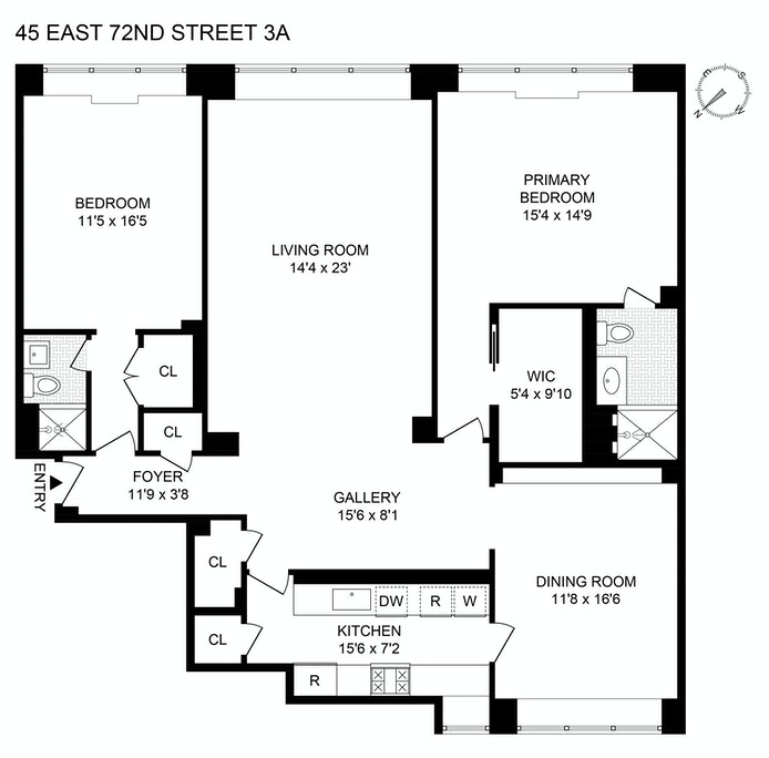 Floorplan for 45 East 72nd Street, 3A