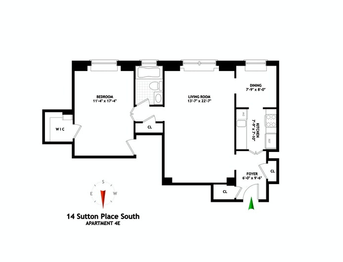 Floorplan for 14 Sutton Place South, 4E