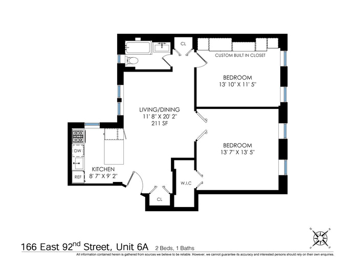 Floorplan for 166 East 92nd Street, 6A