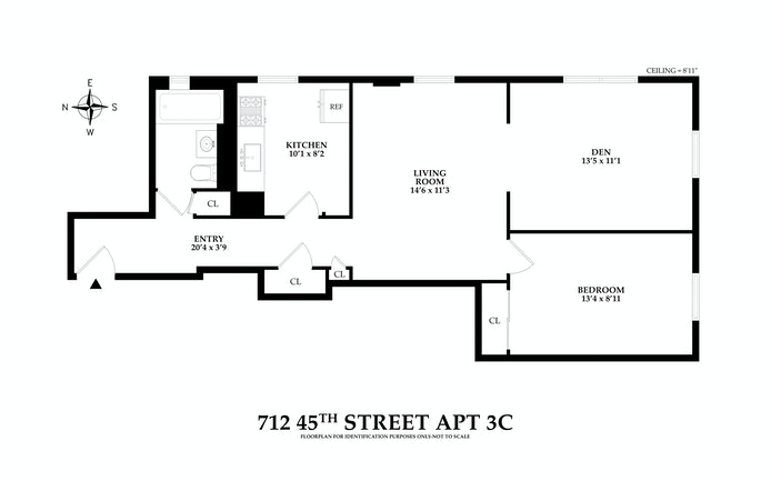 Floorplan for 712 45th Street, 3C