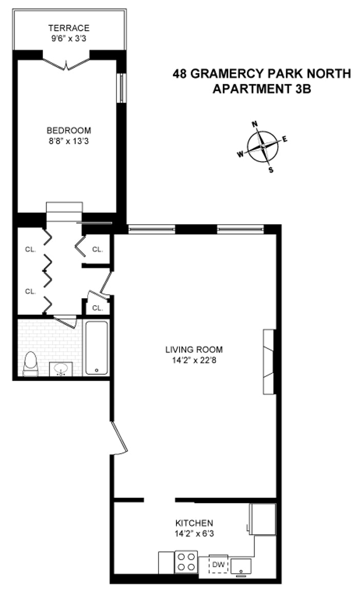 Floorplan for 48 Gramercy Park North, 3B