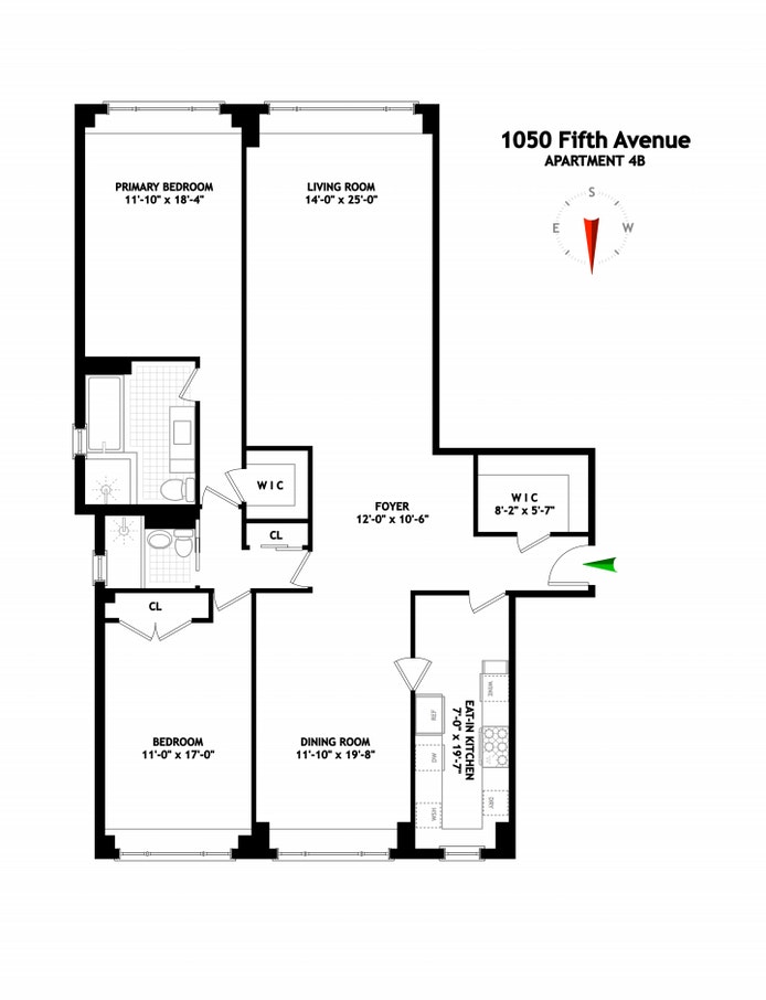 Floorplan for 1050 Fifth Avenue, 4B