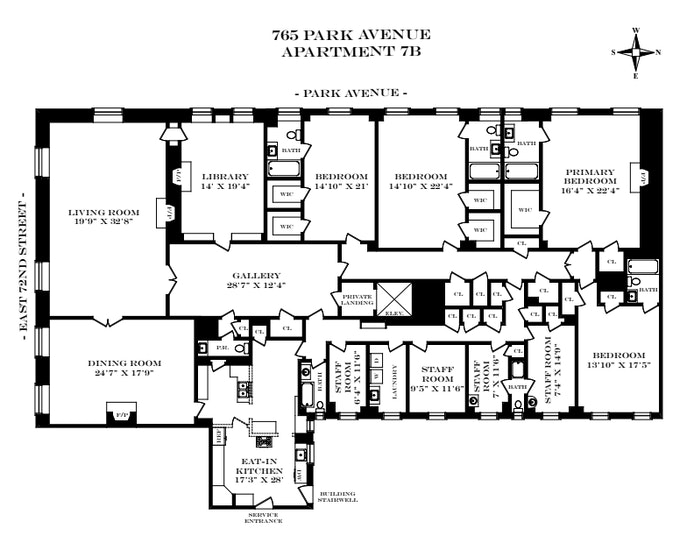Floorplan for 765 Park Avenue, 7B