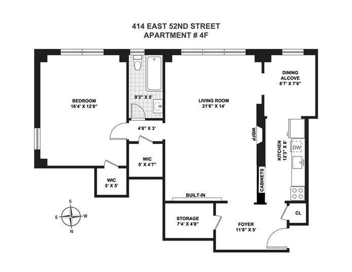 Floorplan for 414 East 52nd Street, 4F