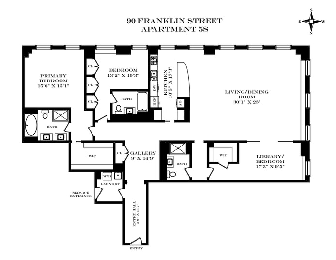 Floorplan for 90 Franklin Street, 5S
