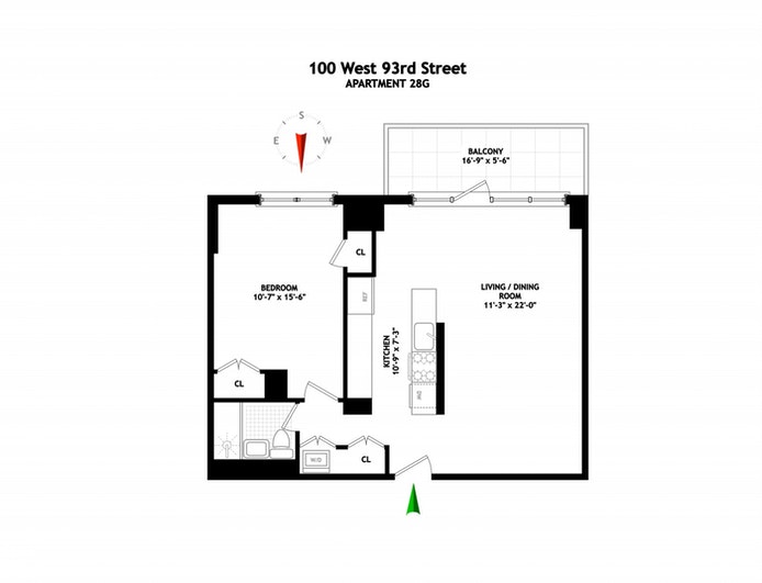 Floorplan for 100 West 93rd Street, 28G