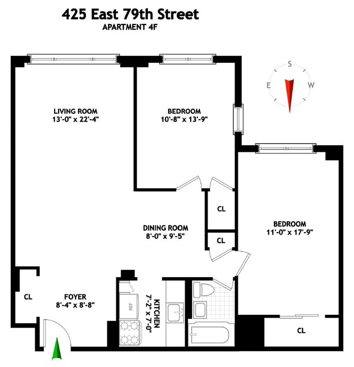 Floorplan for 425 East 79th Street, 4F