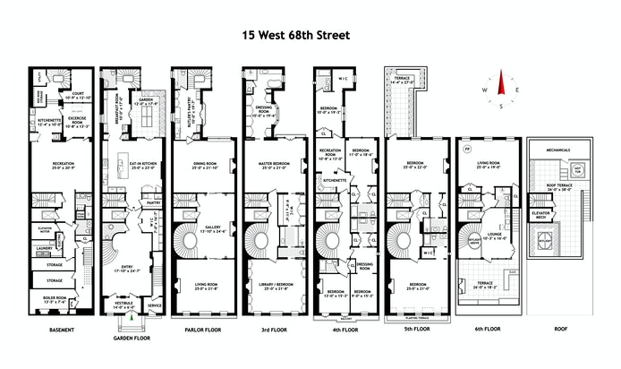 Floorplan for 15 West 68th Street, Townhouse
