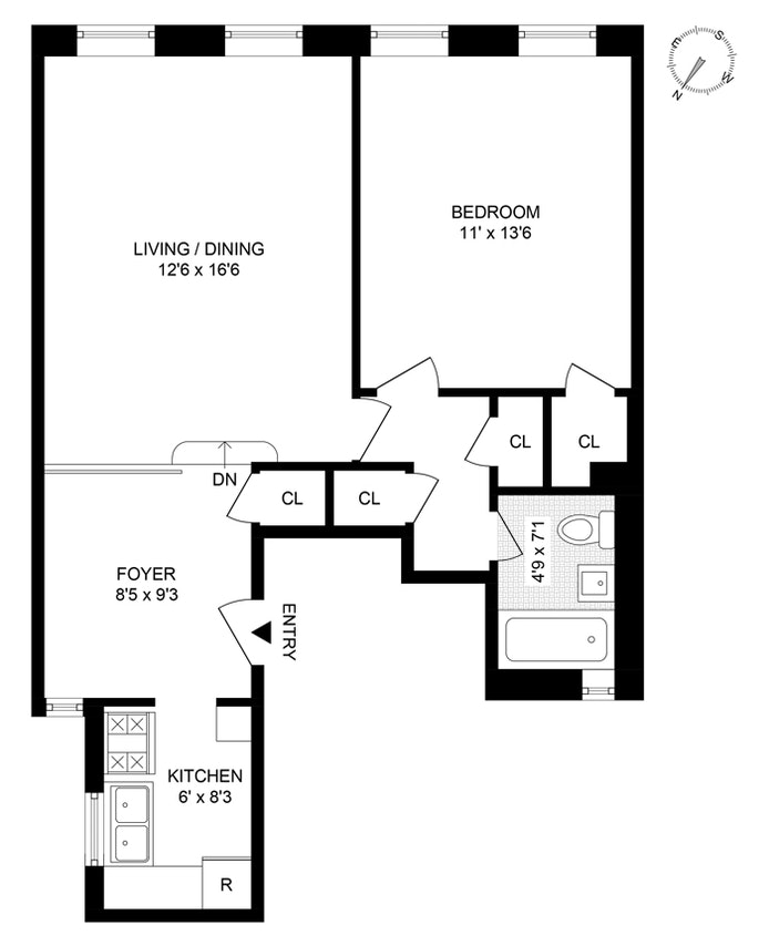 Floorplan for 529 East 84th Street, 3A