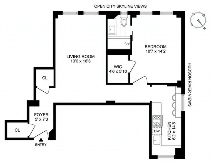 Floorplan for 457 West 57th Street, 1602
