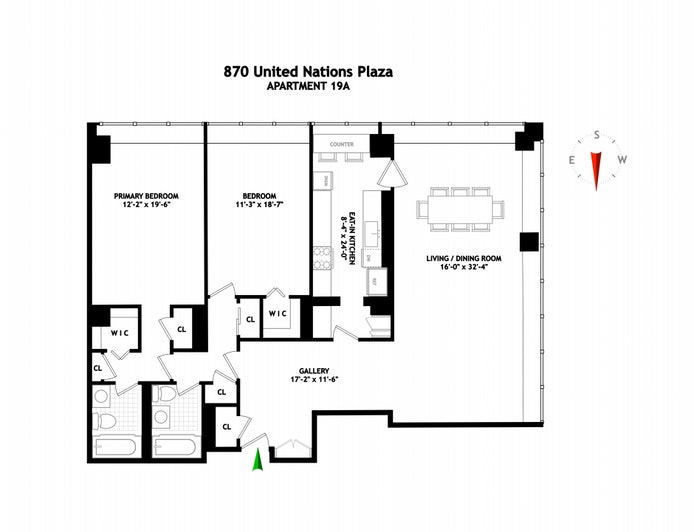 Floorplan for 870 United Nations Plaza, 19A